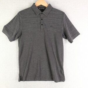 Travis Mathew Polo Mens Small Gray Striped Pima Cotton Knit Preppy Golf